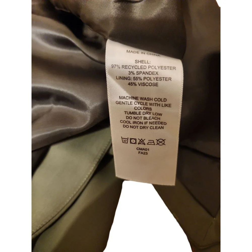 Quince Open Front Blazer Womens L Stretch Crepe Olive Office Career Shark Hem - Picture 7 of 11